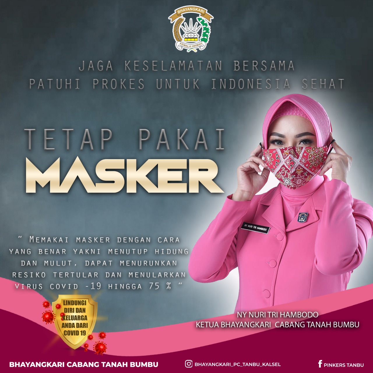 Ny Nuri Trihambodo Ajak Masyarakat Pakai Masker Setiap Keluar Rumah