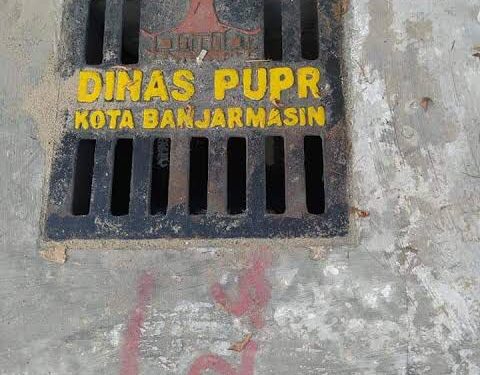 Raib lagi, Sembilan Tutup Drainase Besi Berlambang Pemko Banjarmasin