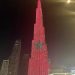 Menara Burj Berselimut Bendera Maroko Sebagai Ucapan Selamat