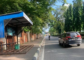 Viral Dibongkar Maling Lantainya, Begini Kondisi Halte di Depan Masjid Raya Banjarmasin