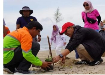 Aksi Bersih-bersih di Pesisir Pantai Pagatan dan Tanam Pohon