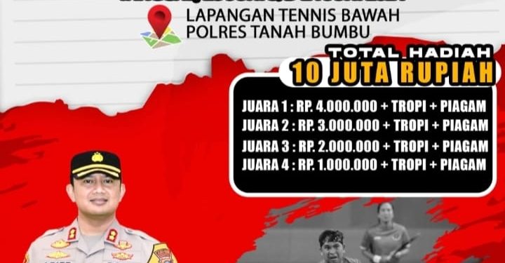 Menyambut HUT Bhayangkara ke-78 , Polres Tanah Bumbu Gelar Turnamen Tennis Lapangan