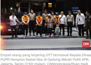 Empat Orang Terjaring OTT di Kalsel Tiba di Kantor KPK Pakai Rompi