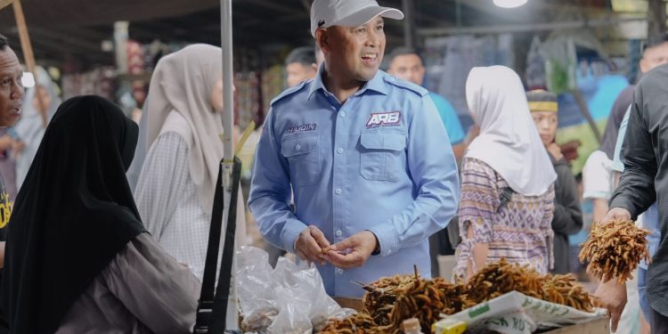 H. Bahsanudin Blusukan ke Pasar Teluk Kepayang, Pedagang Do’akan ARB Menang