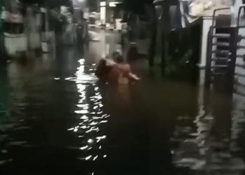 Kawasan Langganan Banjir di Banjarmasin Kembali Dilanda Pasang Dalam Malam Hari