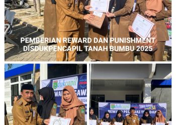Disdukpencapil Tanah Bumbu Berikan Reward kepada Enam Orang Pegawainya