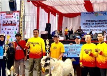 Almira Senang, Kambing Miliknya Juara Kontes Kambing Beraksi Hari Bhayangkara ke 79 di Polres Tanbu