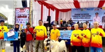 Almira Senang, Kambing Miliknya Juara Kontes Kambing Beraksi Hari Bhayangkara ke 79 di Polres Tanbu