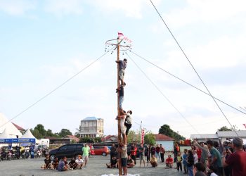 Lomba Panjat Pinang Aksi Merah Putih Meriahkan HUT ke-81 RI: Semangat Kebersamaan dan Gotong Royong Warga Tanah Bumbu